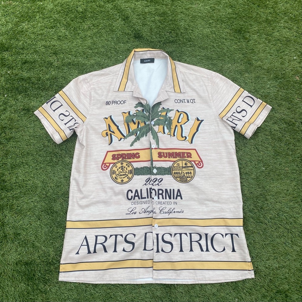 AMIRI Beige and Yellow Graphic Men's Shirt